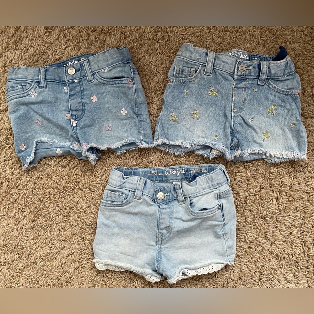Cat & Jack Light Blue Denim Girls' Shorts Trio